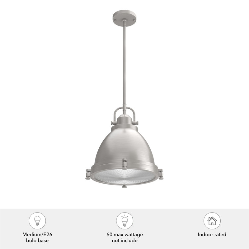 14" Brushed Nickel and Clear Glass LED Bowl Pendant