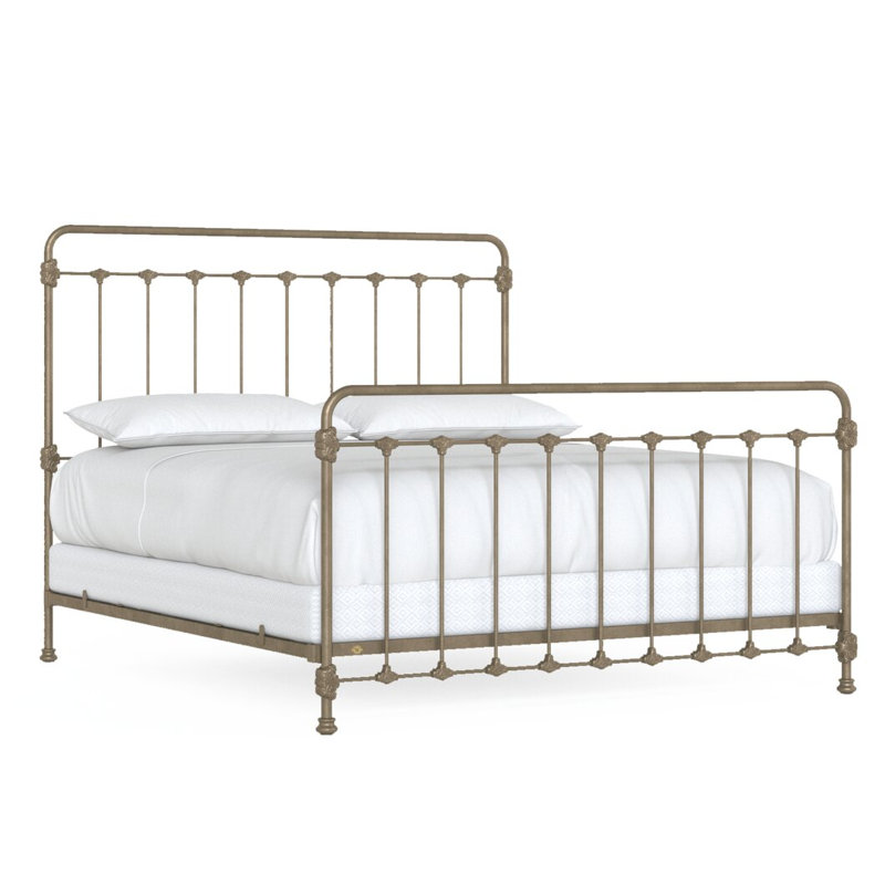 Lit en fer Picket Fence, Très grand californien, Vintage Gold