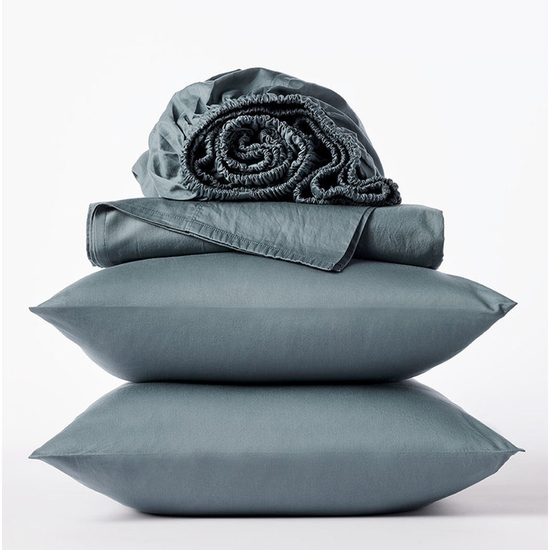 Cloud Soft Organic Sateen Sheet Set, King Sheet Set with 2 Pillowcases, Gulf