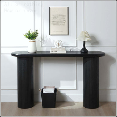 Wood Console Table with Fluted Entryway Design