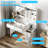 Glass Top Dressing Table - Jewelry Mirror Cabinet, 2 Drawers, LED Touch Lights & Power Strip-2091019147