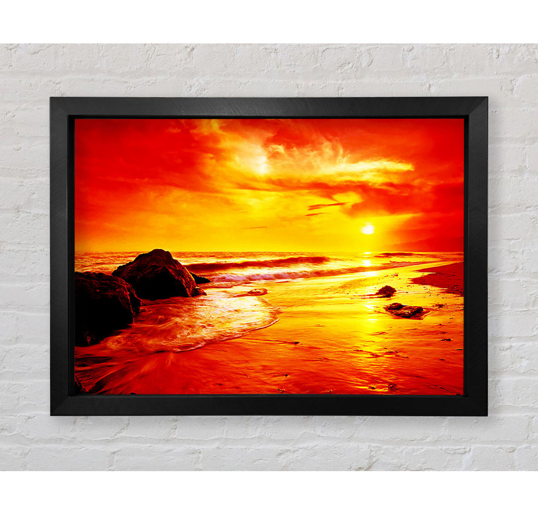 Gerahmtes Leinwandbild Blazing Orange Seas