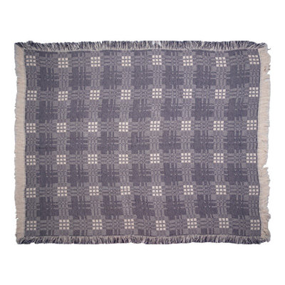Manual Woodworkers & Weavers Blue Plaid 2 Layer Cotton Tapestry Throw 46" x 60"