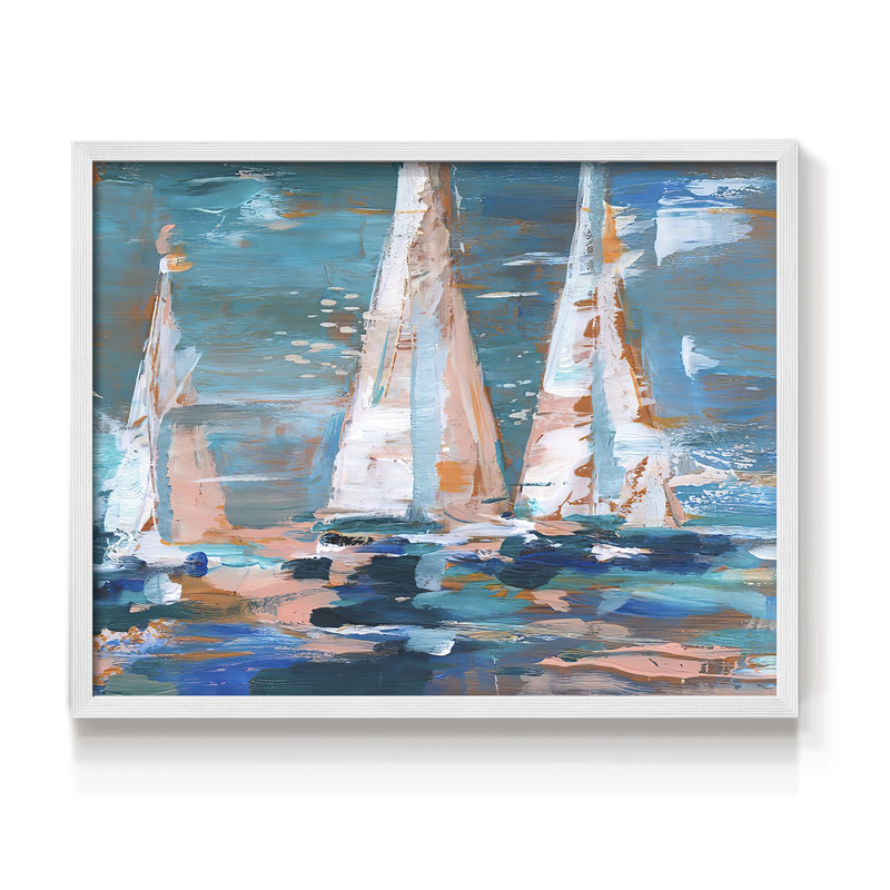 Pop Regatta II - Reproduction encadrée - Restickable, H 8 po x l 10 po, Blanc
