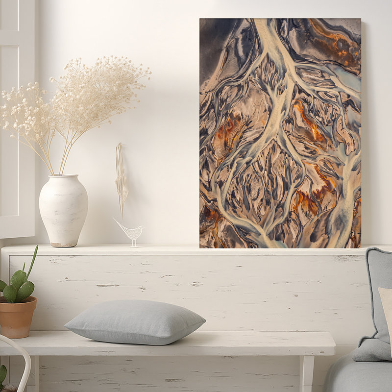 Art mural sur toile, "Tressé rivière en tons de terre", 36"H x 24"W