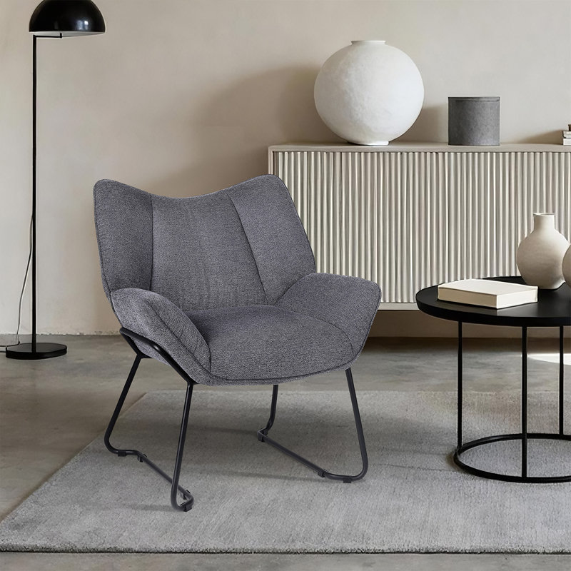Comfortable Single Sofa Lounge Chair, Modern Armchair with Metal Legs, Suitable for Living Room, Bedroom