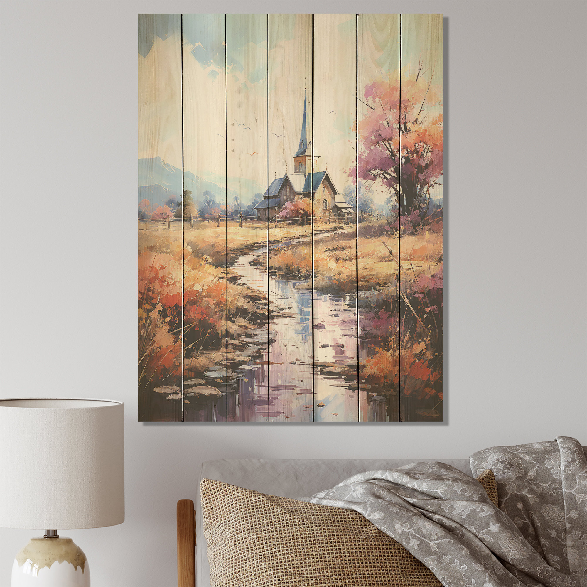 Winston Porter Countryside Chapel In USA I - Church On Wood Print | Wayfair