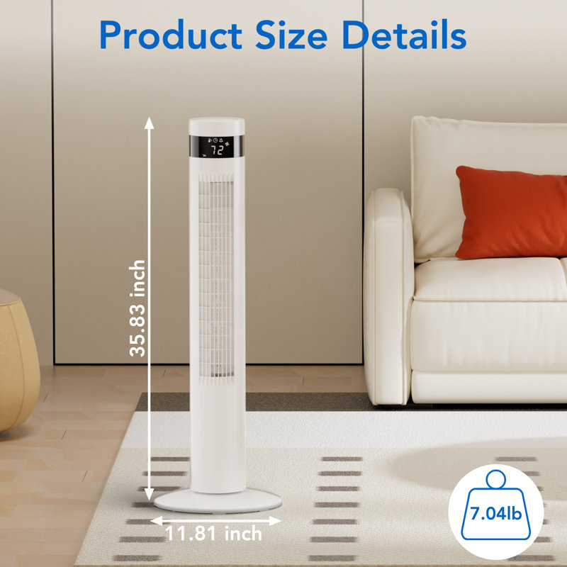 Antarctic Star Tower Fans for Home, 35" Standing Floor Fan with Remote, 85° Oscillating Fan, 24 ft/s High Velocity, LED Display |  3 Speeds, 3 Modes, 12H Timer| Whisper-Quiet Bedroom
