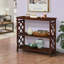 Console à 3 niveaux avec tablettes de rangement, bibliothèque ouverte avec pieds en bois massif pour le couloir, le salon et la chambre à coucher. Cerise