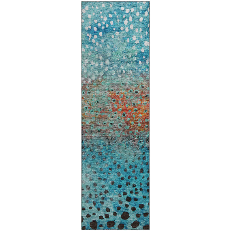 Premium Machine Washable Christina AMF1074 Circles Rug, Tapis de couloir 2 pi 3 po x 7 pi 6 po