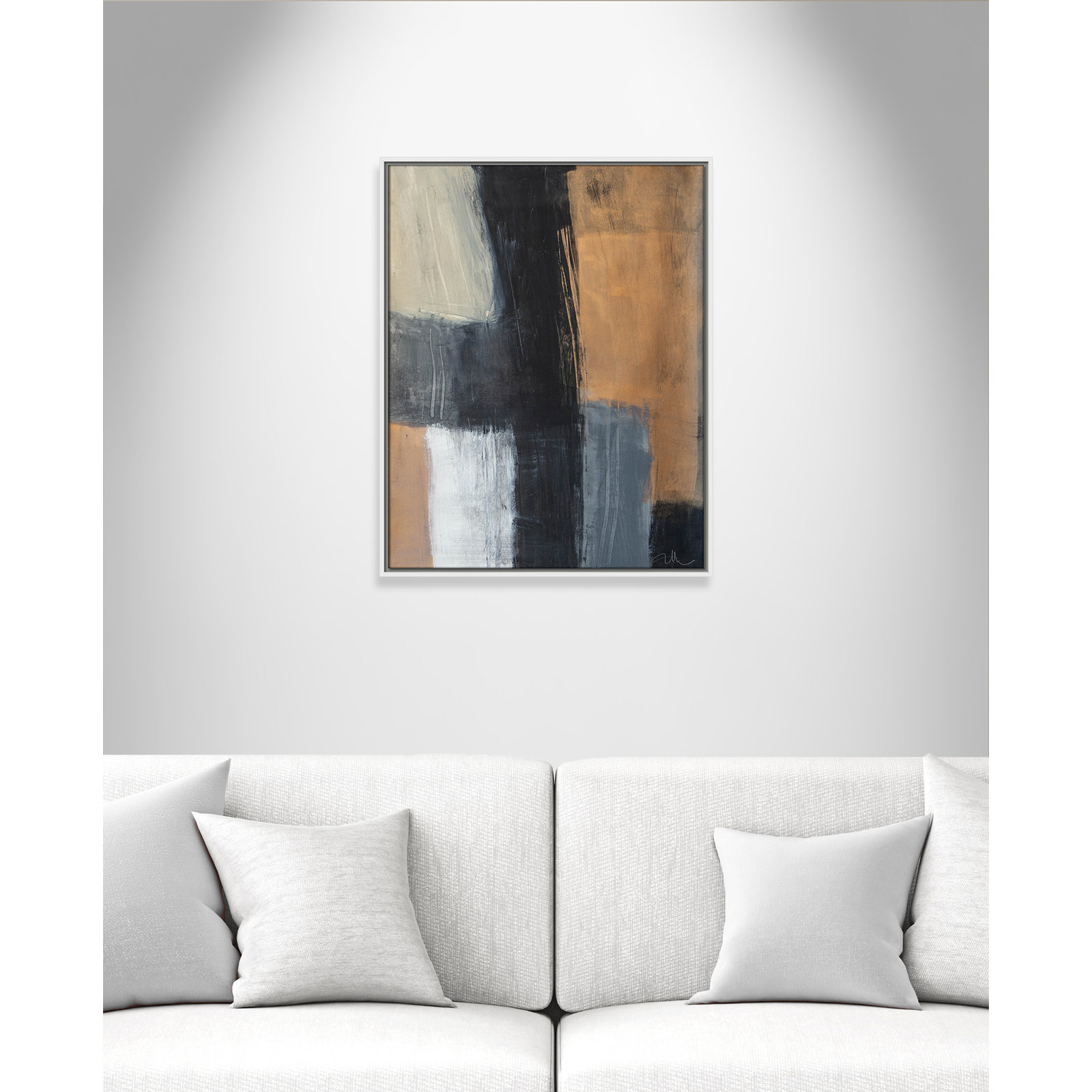 Calderon "Metallic Slate II" Print, 29.5" H x 23.5" W x 2" D, White Floater Framed, No Mat