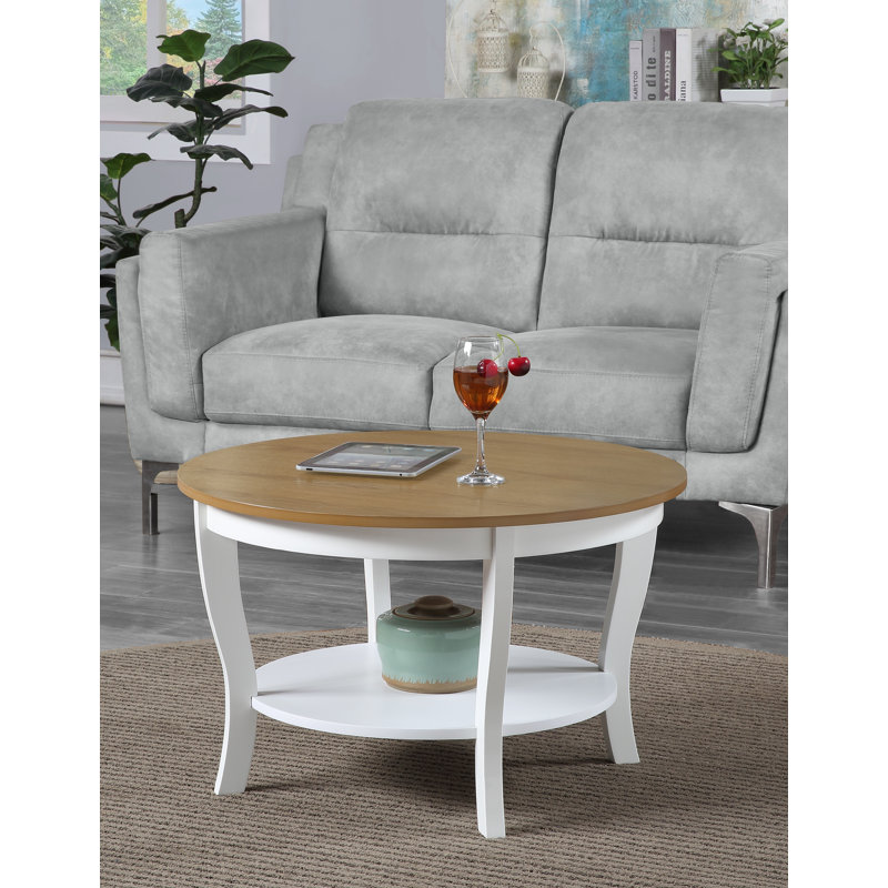 Carbin 30" Coffee Table with Shelf, Driftwood/White