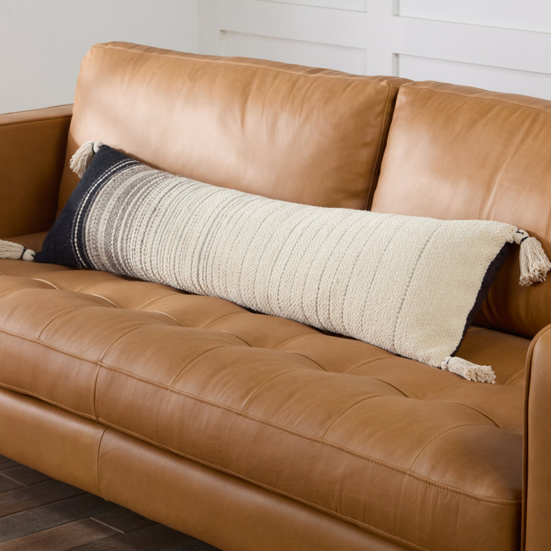 Curry Striped Cotton Blend Throw Pillow, Polyester/Polyfill