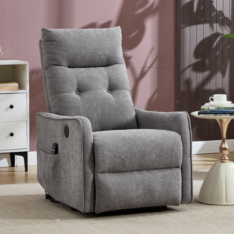  25" W Power Lift Chair Recliners Infinite Position With Heat and 8 Point Massage, Light Gray