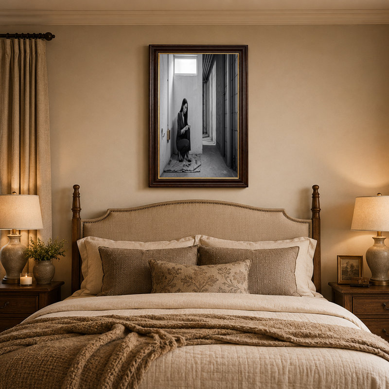 Art mural sur toile noir et blanc, H 12 po x l 18 po