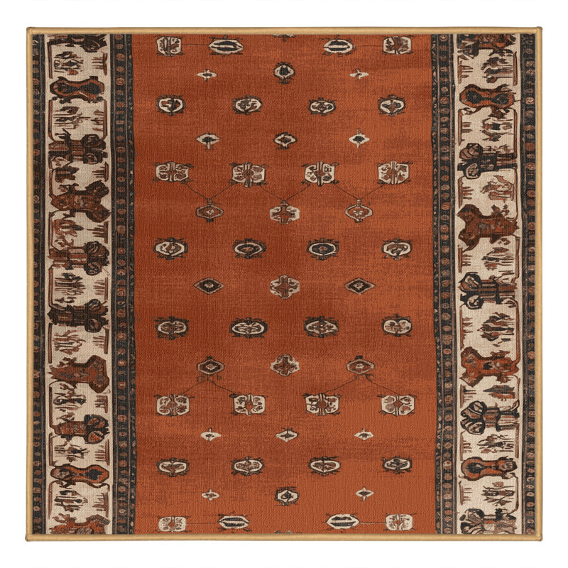 Machine Washable Persian Brown Area Rug, Square 3'