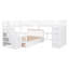 Lit superposé simple en L avec 3 tiroirs, bureau portable et garde-robe, blanc