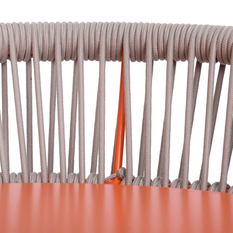 Ensemble de 2 tabourets d'extérieur modernes avec dossier tissé à la corde et repose-pieds