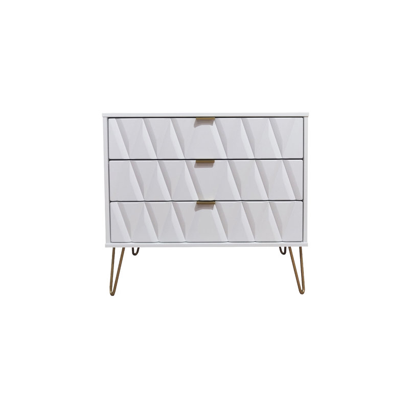 Fully Assembled Payson 3 Drawer Chest, White/White