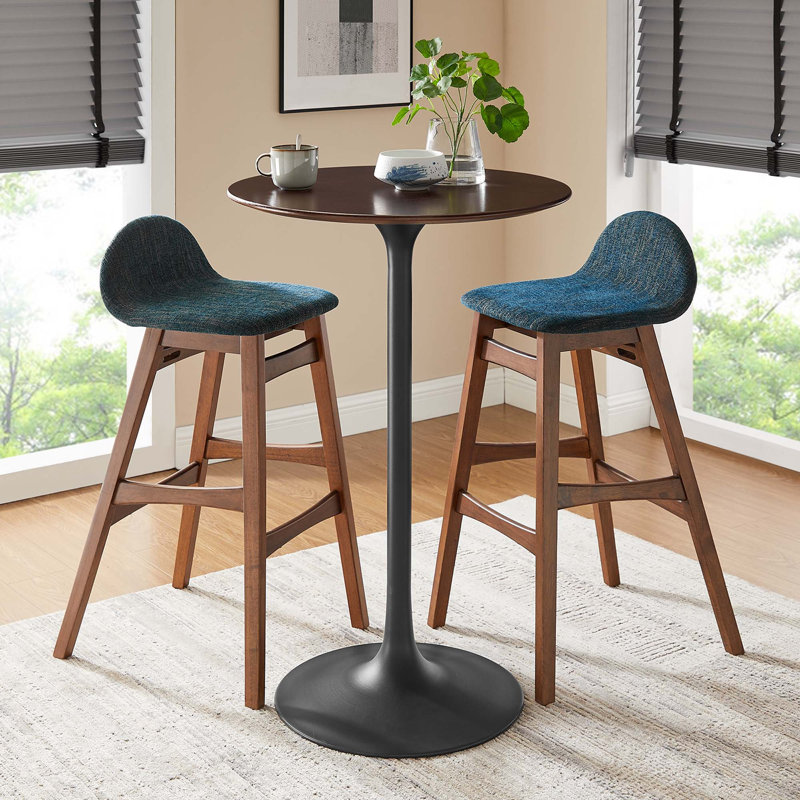 Table de bar Modway Lippa, L 28 po x L 28 po, Cerise noyer, Noir