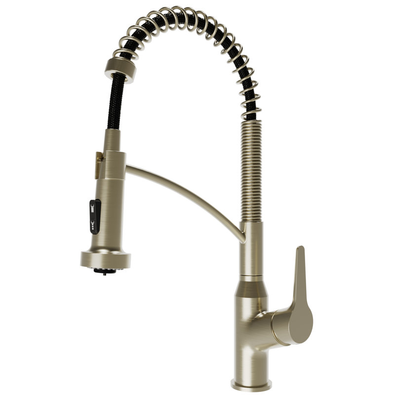 Karran Scottsdale Single-Handle Pull-Down Sprayer Commercial Style Kitchen Faucet in Spot-Free Champagne Bronze