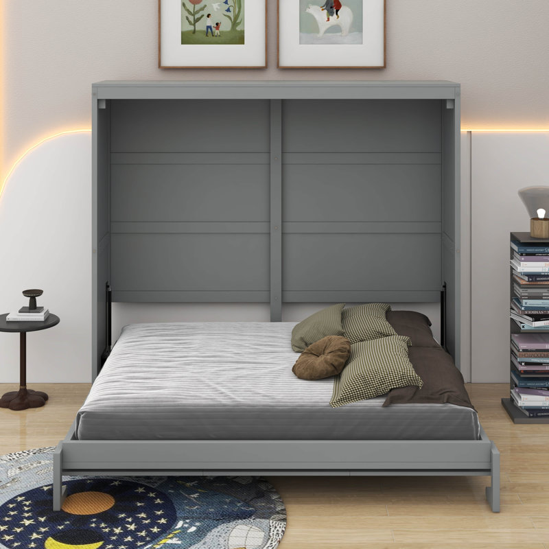Lit escamotable double, Gris