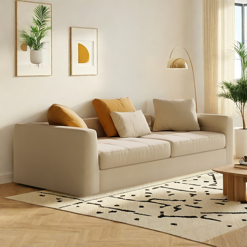Ensemble de salon simple en chenille crème à compression, Crème, crème