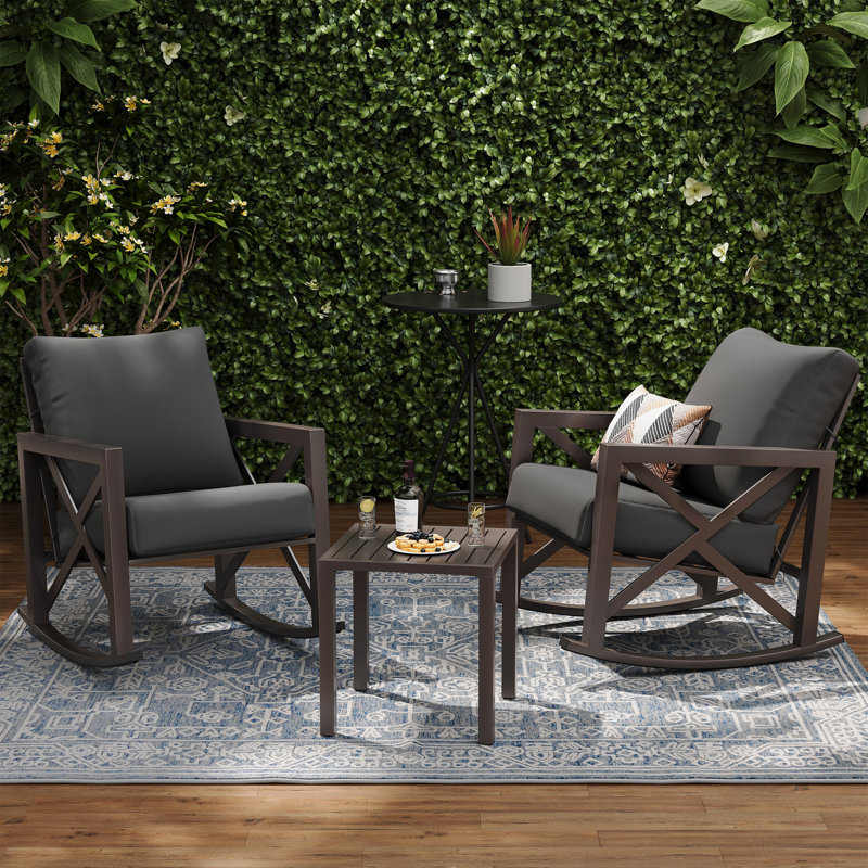 3 Piece Outdoor Conversation Set, Gray