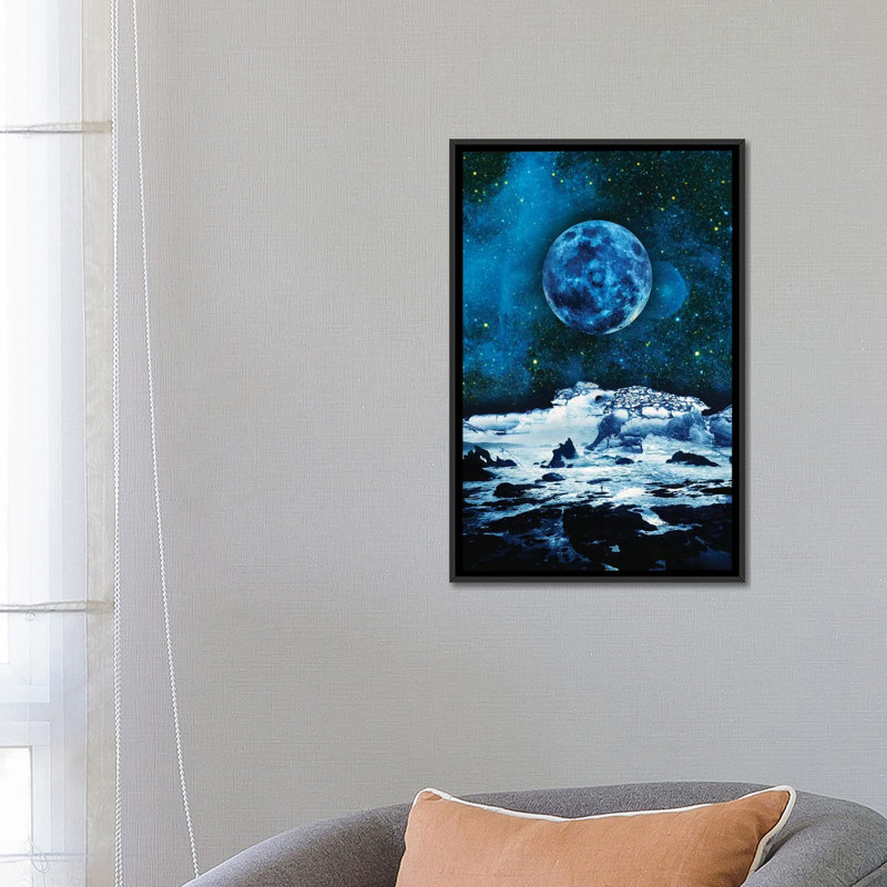 « blue traveler », reproduction d’impression sur toile tendue, H 26 po x l 18 po x P 1,5 po, Toile avec cadre noir