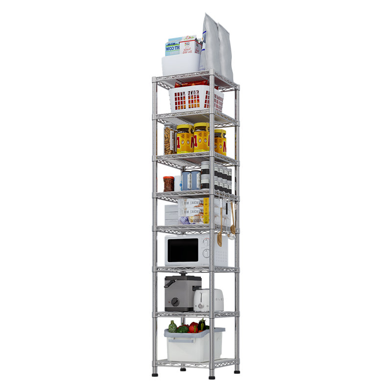 Étagère grillagée en métal à 8 niveaux à hauteur réglable H 70,87 po Traneka 1344 LBS NSF, Acier Inoxydable