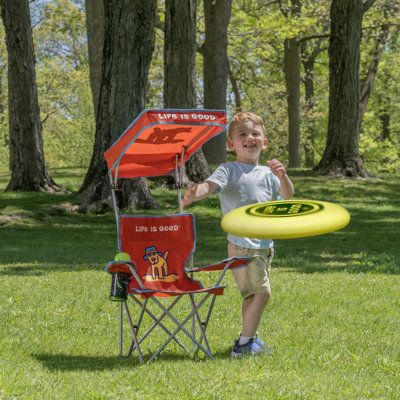 Life Is Good Max Shade Quad Folding Camp Chair With Tilt UV Sun Protection Canopy Navy Blue