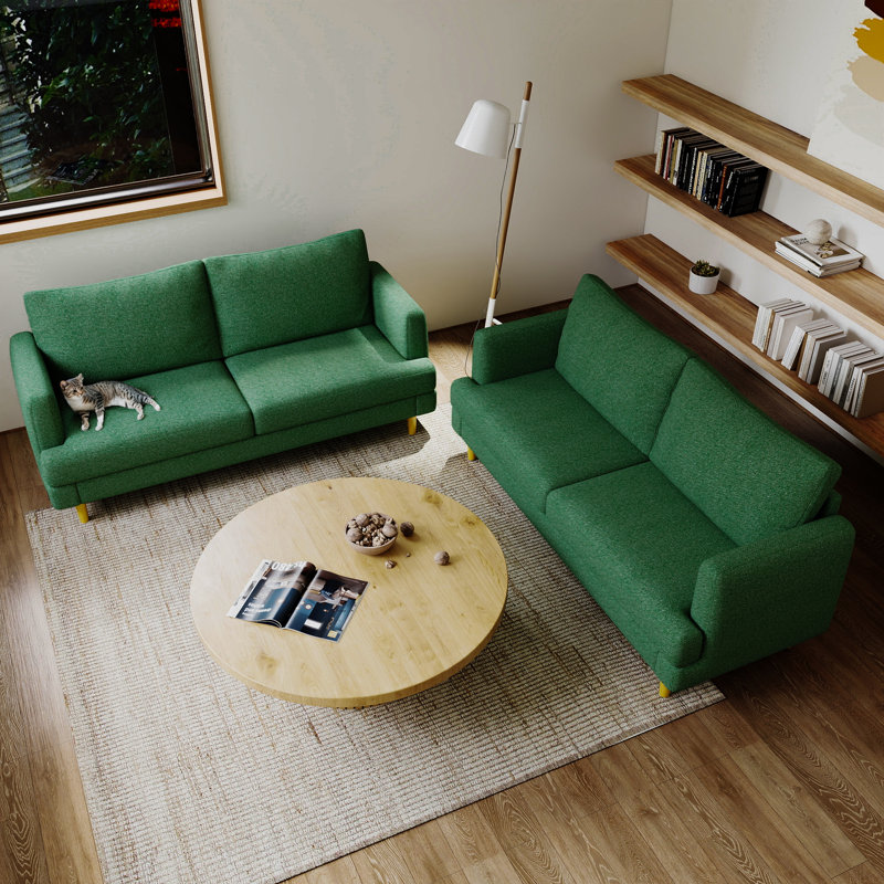 Ensemble de canapé-lit à accoudoirs carrés 70 po pour salon moderne 70 po, Vert