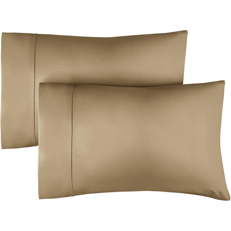 100% Cotton Pillowcase Set, 400 Thread Count Hotel Luxury Pillowcases, Soft & Breathable, Set of 2, Beige, Queen