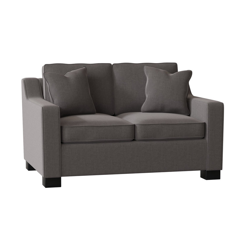 Causeuse à accoudoirs carrés de 56 po avec coussins réversibles Aceyon, Espresso, Brume Entice
