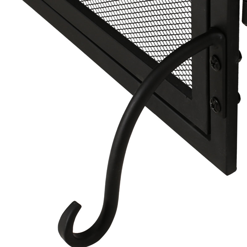 Pare-étincelles en fer pliant avec 2 portes et outils, noir mat, 50,5 x 5,5 x 32 po noir et 50,5 po x 32 po 5,5 po, pliable