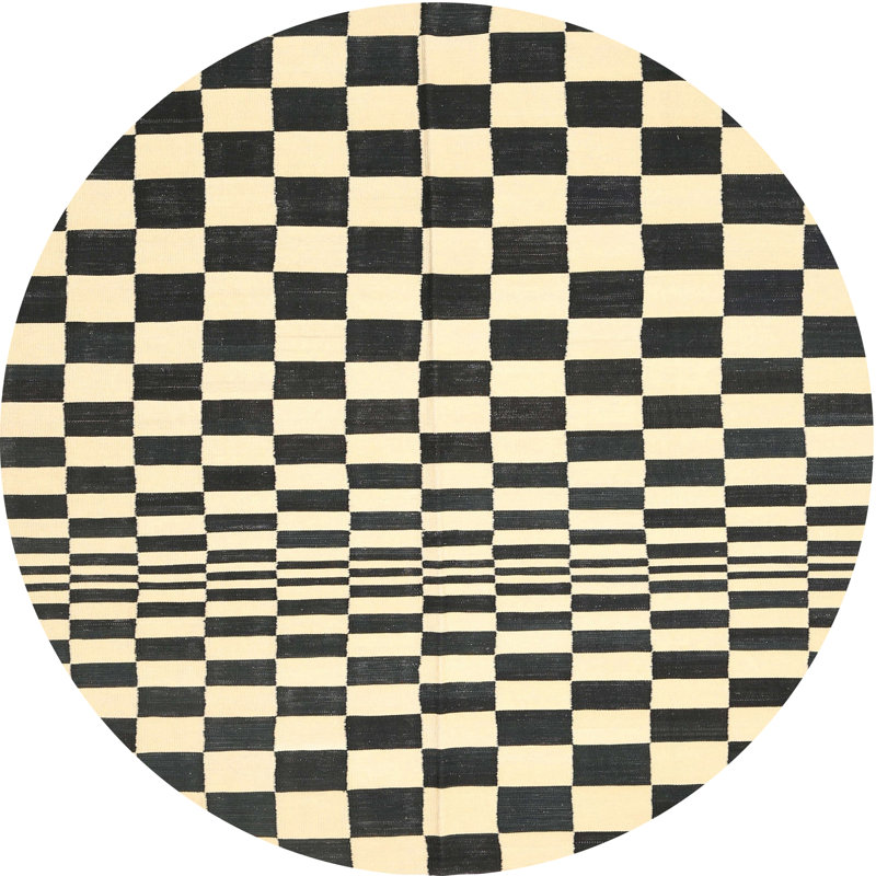 Tapis contemporain noir, Rond 4 pi