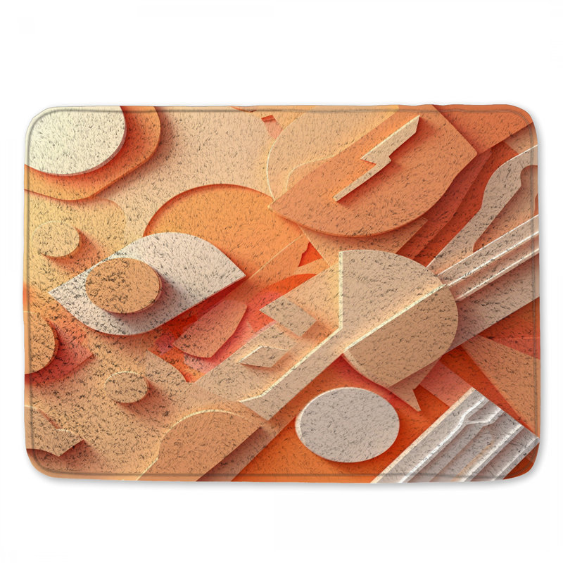 Tapis de bain à formes géométriques abstraites, 34in W x 21in L