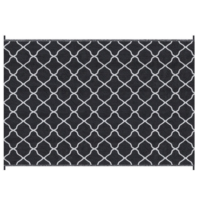 Outsunny Reversible Outdoor Rug w/Carry Bag, 182 x 274cm, Black