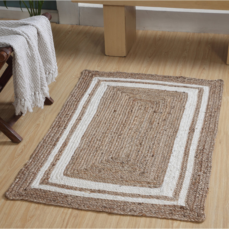 Foster Striped Jute / Sisal Hand Woven Area Rug, Rectangle 120 x 180cm