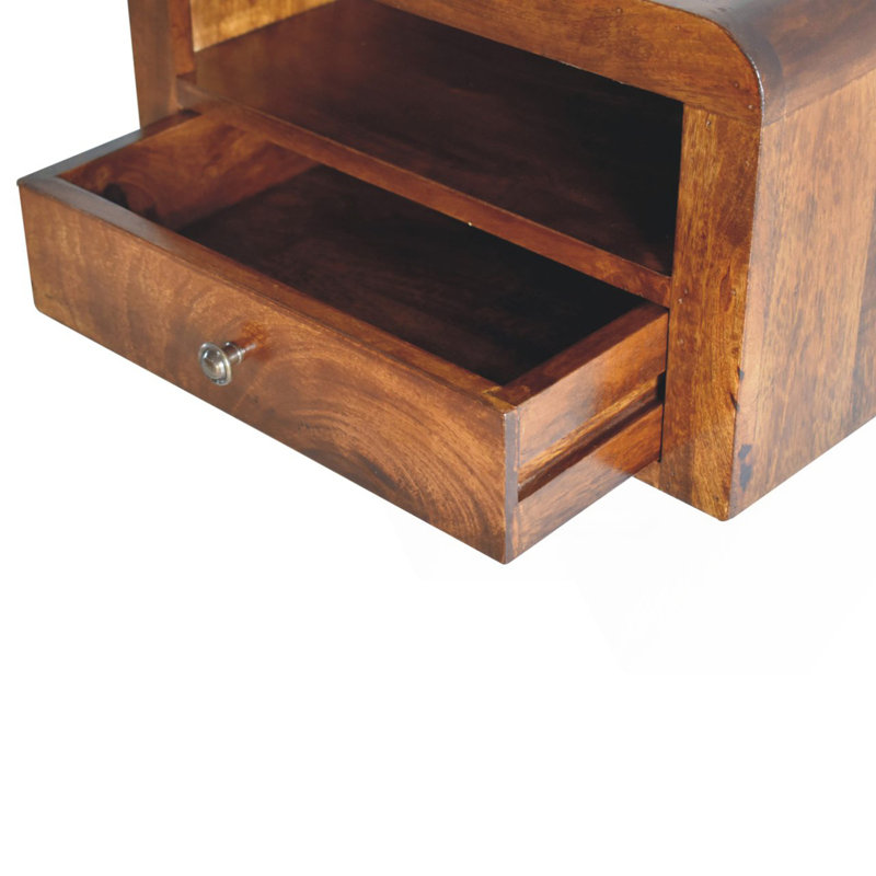 Table de chevet flottante Chunky Chestnut, 1 tiroir, 1 fente ouverte, brun, Brun