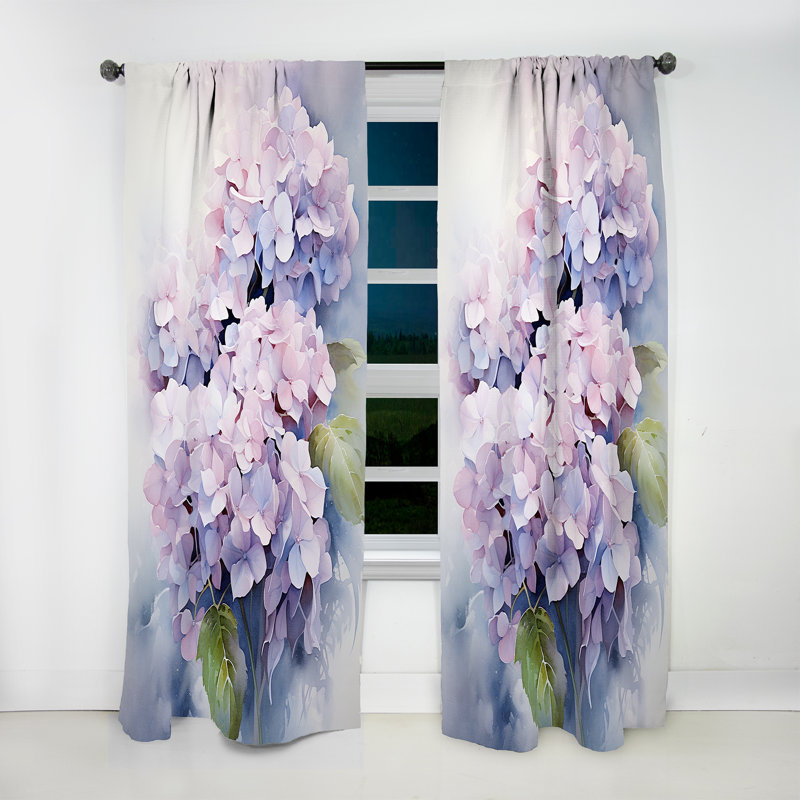 Hydrangea mauve Graceful Whispers - rideau hydrangea - rideau obscurcissant à motif floral - 1 panneaux, L 52 po x L 63 po