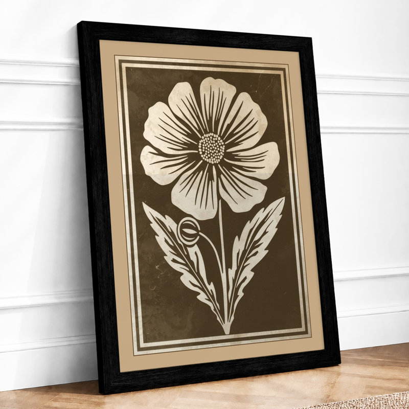 Single Stem In Gold Botanical - Print, A1 - 84.1 x 59.4 cm, Black