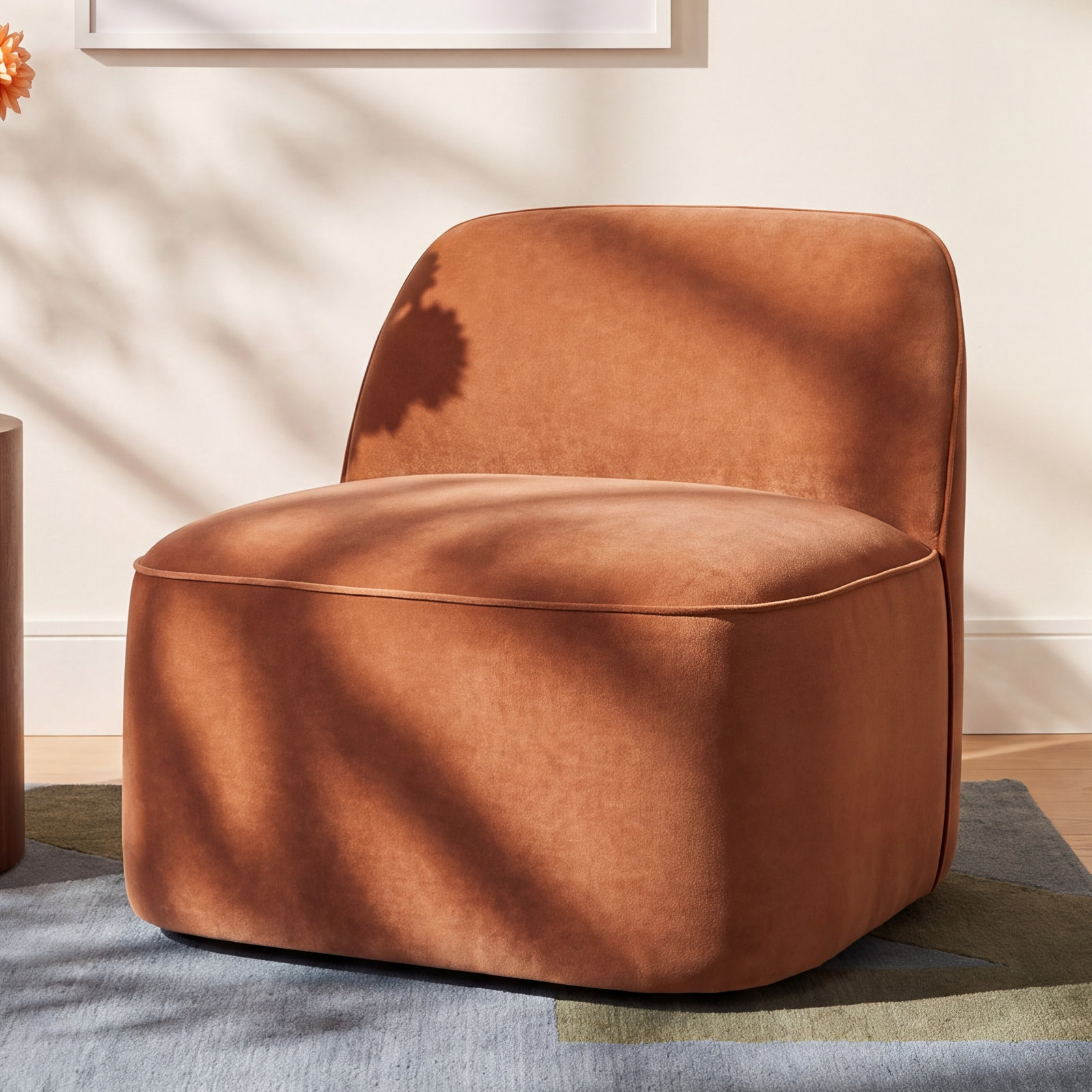 Looksee Swivel Lounge Chair, Copper Velvet