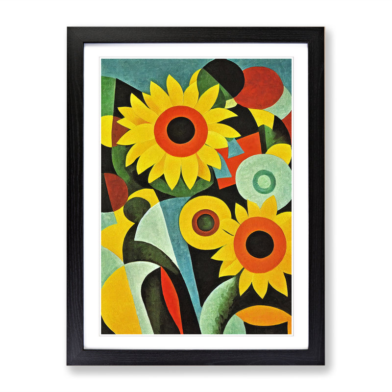 Sunflowers Abstract - Picture Frame Print, Black, 64cm H x 25cm W x 2cm D