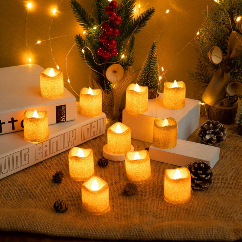 12Pcs Christmas Holiday Wedding Birthday Party Candle, LED Tea Lights 6pcs Battery Operated Flameless Candle Party Decoration