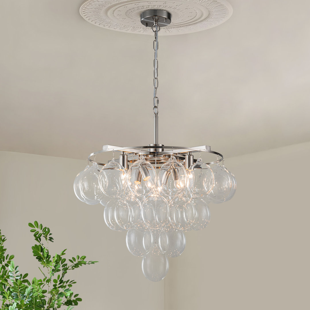 Yader 8 - Light Dimmable Bubble Glass Chandelier Everly Quinn 