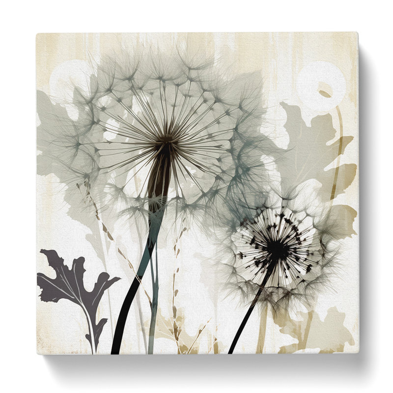 Dandelion Art Deco No.2 - Wrapped Canvas - Framed Print