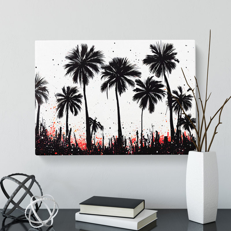 Palm Tree Splatter Abstract - Wrapped Canvas, 40cm H x 60cm W x 3cm D