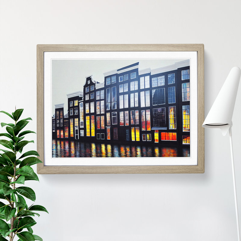 Amsterdam Architecture - Framed Print, 46cm H x 64cm W x 2cm D, Oak Framed