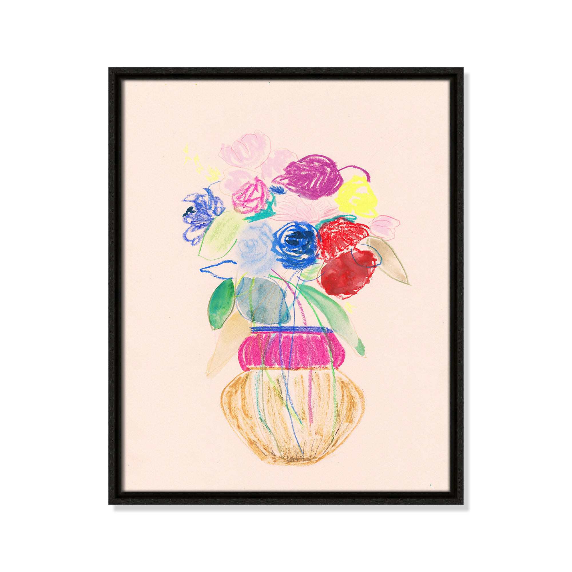 Simple Floral II Print by Bea Dina, Espresso Floater Framed Canvas, No Mat, 21.5" H x 17.5" W x 2" D